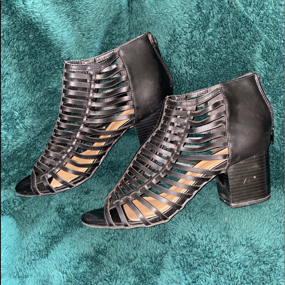 Black open toe heels